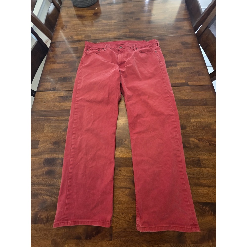 Levi's 569 Loose Fit Jeans 42×32 Red Colored Stretchy Denim Y2K